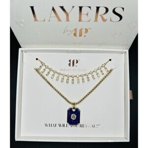 Bomb Party Luxe Layers NK34397 Engineered Lapis & Diamond CZ on Gold Plating